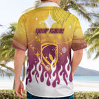 Personalized Brisbane Broncos Hawaiian Shirt Y2K Grunge Aesthetic With Cyber Flames and Starburst Graphics