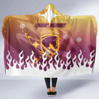 Personalized Brisbane Broncos Hooded Blanket Y2K Grunge Aesthetic With Cyber Flames and Starburst Graphics