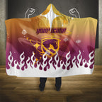 Personalized Brisbane Broncos Hooded Blanket Y2K Grunge Aesthetic With Cyber Flames and Starburst Graphics