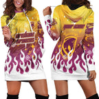 Personalized Brisbane Broncos Hoodie Dress Y2K Grunge Aesthetic With Cyber Flames and Starburst Graphics