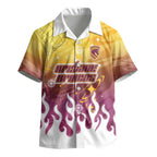 Personalized Brisbane Broncos Kid Hawaiian Shirt Y2K Grunge Aesthetic With Cyber Flames and Starburst Graphics