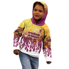 Personalized Brisbane Broncos Kid Hoodie Y2K Grunge Aesthetic With Cyber Flames and Starburst Graphics