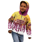 Personalized Brisbane Broncos Kid Hoodie Y2K Grunge Aesthetic With Cyber Flames and Starburst Graphics