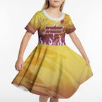 Personalized Brisbane Broncos Kid Short Sleeve Dress Y2K Grunge Aesthetic With Cyber Flames and Starburst Graphics