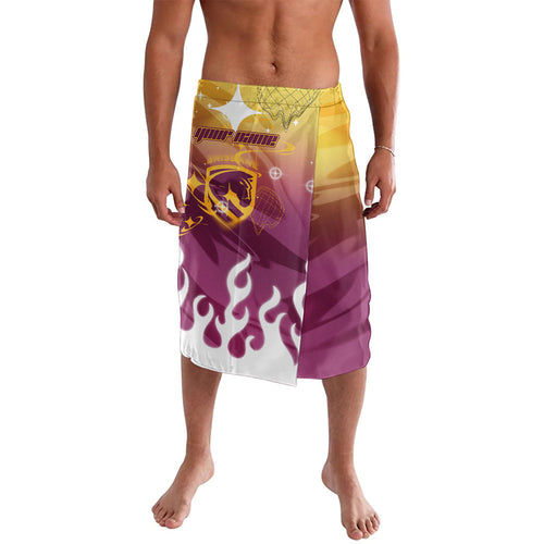 Personalized Brisbane Broncos Lavalava Y2K Grunge Aesthetic With Cyber Flames and Starburst Graphics
