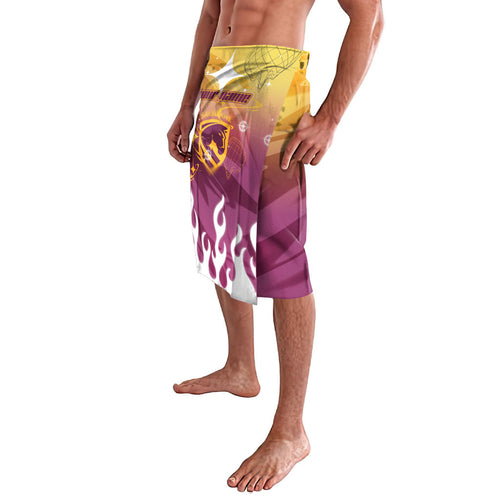 Personalized Brisbane Broncos Lavalava Y2K Grunge Aesthetic With Cyber Flames and Starburst Graphics