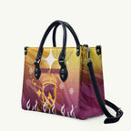Personalized Brisbane Broncos Leather Bag Y2K Grunge Aesthetic With Cyber Flames and Starburst Graphics