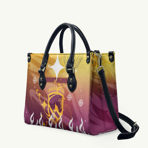 Personalized Brisbane Broncos Leather Bag Y2K Grunge Aesthetic With Cyber Flames and Starburst Graphics