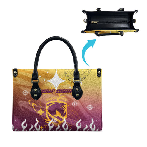 Personalized Brisbane Broncos Leather Bag Y2K Grunge Aesthetic With Cyber Flames and Starburst Graphics