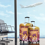 Personalized Brisbane Broncos Luggage Cover Y2K Grunge Aesthetic With Cyber Flames and Starburst Graphics