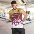 Personalized Brisbane Broncos Men Tank Top Y2K Grunge Aesthetic With Cyber Flames and Starburst Graphics