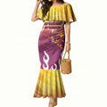 Personalized Brisbane Broncos Mermaid Dress Y2K Grunge Aesthetic With Cyber Flames and Starburst Graphics