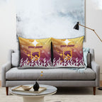 Personalized Brisbane Broncos Pillow Cover Y2K Grunge Aesthetic With Cyber Flames and Starburst Graphics