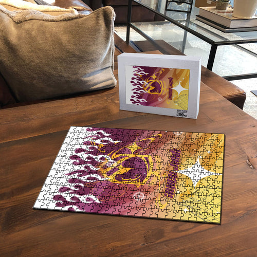 Personalized Brisbane Broncos Puzzle Y2K Grunge Aesthetic With Cyber Flames and Starburst Graphics