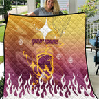 Personalized Brisbane Broncos Quilt Y2K Grunge Aesthetic With Cyber Flames and Starburst Graphics