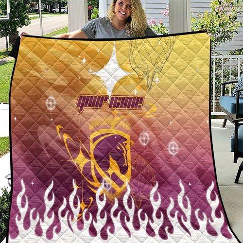 Personalized Brisbane Broncos Quilt Y2K Grunge Aesthetic With Cyber Flames and Starburst Graphics