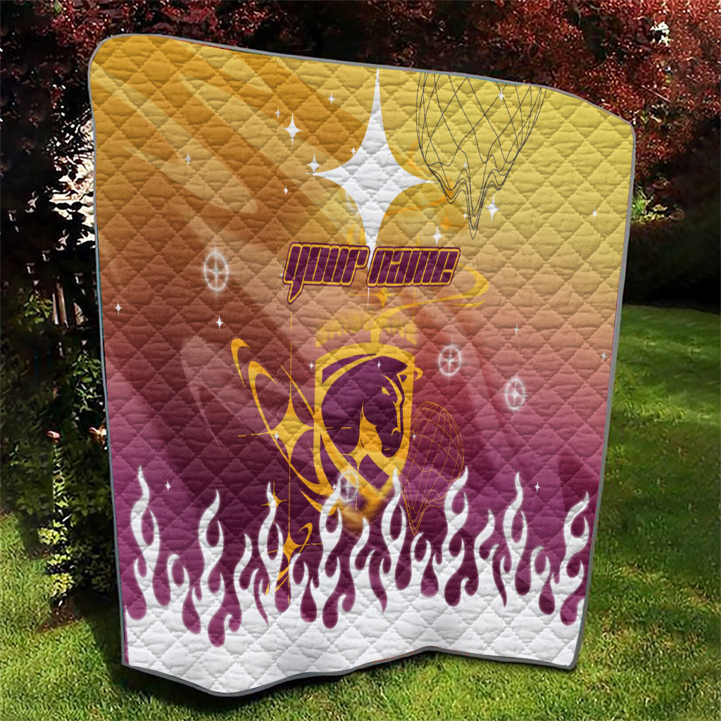 Personalized Brisbane Broncos Quilt Y2K Grunge Aesthetic With Cyber Flames and Starburst Graphics