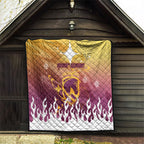 Personalized Brisbane Broncos Quilt Y2K Grunge Aesthetic With Cyber Flames and Starburst Graphics
