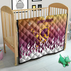 Personalized Brisbane Broncos Quilt Y2K Grunge Aesthetic With Cyber Flames and Starburst Graphics