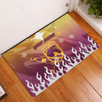 Personalized Brisbane Broncos Rubber Doormat Y2K Grunge Aesthetic With Cyber Flames and Starburst Graphics