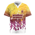 Personalized Brisbane Broncos Rugby Jersey Y2K Grunge Aesthetic With Cyber Flames and Starburst Graphics