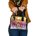 Personalized Brisbane Broncos Shoulder Handbag Y2K Grunge Aesthetic With Cyber Flames and Starburst Graphics