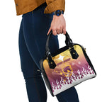 Personalized Brisbane Broncos Shoulder Handbag Y2K Grunge Aesthetic With Cyber Flames and Starburst Graphics