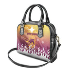 Personalized Brisbane Broncos Shoulder Handbag Y2K Grunge Aesthetic With Cyber Flames and Starburst Graphics