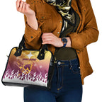 Personalized Brisbane Broncos Shoulder Handbag Y2K Grunge Aesthetic With Cyber Flames and Starburst Graphics
