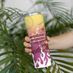 Personalized Brisbane Broncos Skinny Tumbler Y2K Grunge Aesthetic With Cyber Flames and Starburst Graphics