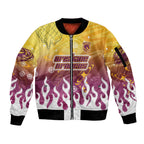 Personalized Brisbane Broncos Sleeve Zip Bomber Jacket Y2K Grunge Aesthetic With Cyber Flames and Starburst Graphics