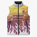 Personalized Brisbane Broncos Sleeveless Puffer Jacket Y2K Grunge Aesthetic With Cyber Flames and Starburst Graphics