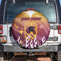 Personalized Brisbane Broncos Spare Tire Cover Y2K Grunge Aesthetic With Cyber Flames and Starburst Graphics