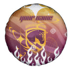 Personalized Brisbane Broncos Spare Tire Cover Y2K Grunge Aesthetic With Cyber Flames and Starburst Graphics