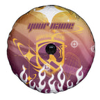 Personalized Brisbane Broncos Spare Tire Cover Y2K Grunge Aesthetic With Cyber Flames and Starburst Graphics