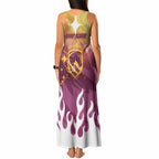 Personalized Brisbane Broncos Tank Maxi Dress Y2K Grunge Aesthetic With Cyber Flames and Starburst Graphics