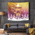 Personalized Brisbane Broncos Tapestry Y2K Grunge Aesthetic With Cyber Flames and Starburst Graphics