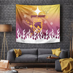 Personalized Brisbane Broncos Tapestry Y2K Grunge Aesthetic With Cyber Flames and Starburst Graphics
