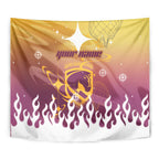 Personalized Brisbane Broncos Tapestry Y2K Grunge Aesthetic With Cyber Flames and Starburst Graphics