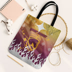 Personalized Brisbane Broncos Tote Bag Y2K Grunge Aesthetic With Cyber Flames and Starburst Graphics