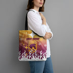 Personalized Brisbane Broncos Tote Bag Y2K Grunge Aesthetic With Cyber Flames and Starburst Graphics