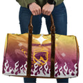 Personalized Brisbane Broncos Travel Bag Y2K Grunge Aesthetic With Cyber Flames and Starburst Graphics