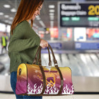 Personalized Brisbane Broncos Travel Bag Y2K Grunge Aesthetic With Cyber Flames and Starburst Graphics