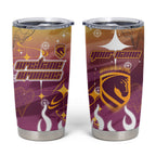 Personalized Brisbane Broncos Tumbler Cup Y2K Grunge Aesthetic With Cyber Flames and Starburst Graphics