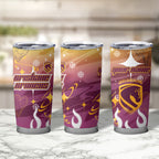 Personalized Brisbane Broncos Tumbler Cup Y2K Grunge Aesthetic With Cyber Flames and Starburst Graphics