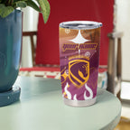 Personalized Brisbane Broncos Tumbler Cup Y2K Grunge Aesthetic With Cyber Flames and Starburst Graphics