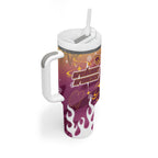 Personalized Brisbane Broncos Tumbler With Handle Y2K Grunge Aesthetic With Cyber Flames and Starburst Graphics
