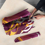 Personalized Brisbane Broncos Umbrella Y2K Grunge Aesthetic With Cyber Flames and Starburst Graphics