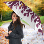 Personalized Brisbane Broncos Umbrella Y2K Grunge Aesthetic With Cyber Flames and Starburst Graphics