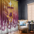 Personalized Brisbane Broncos Window Curtain Y2K Grunge Aesthetic With Cyber Flames and Starburst Graphics